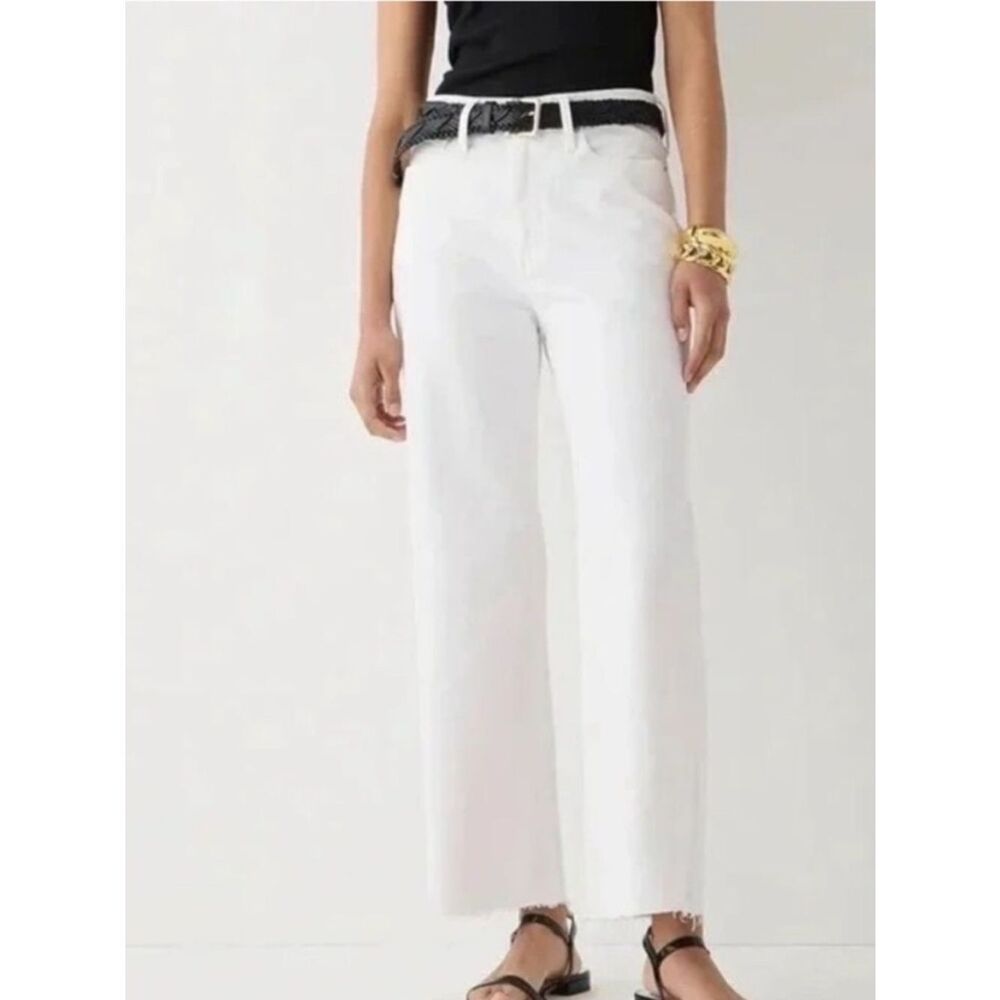 J. Crew Slim Wide Leg Jean White Raw Hem Womens 31 - Picture 7 of 11